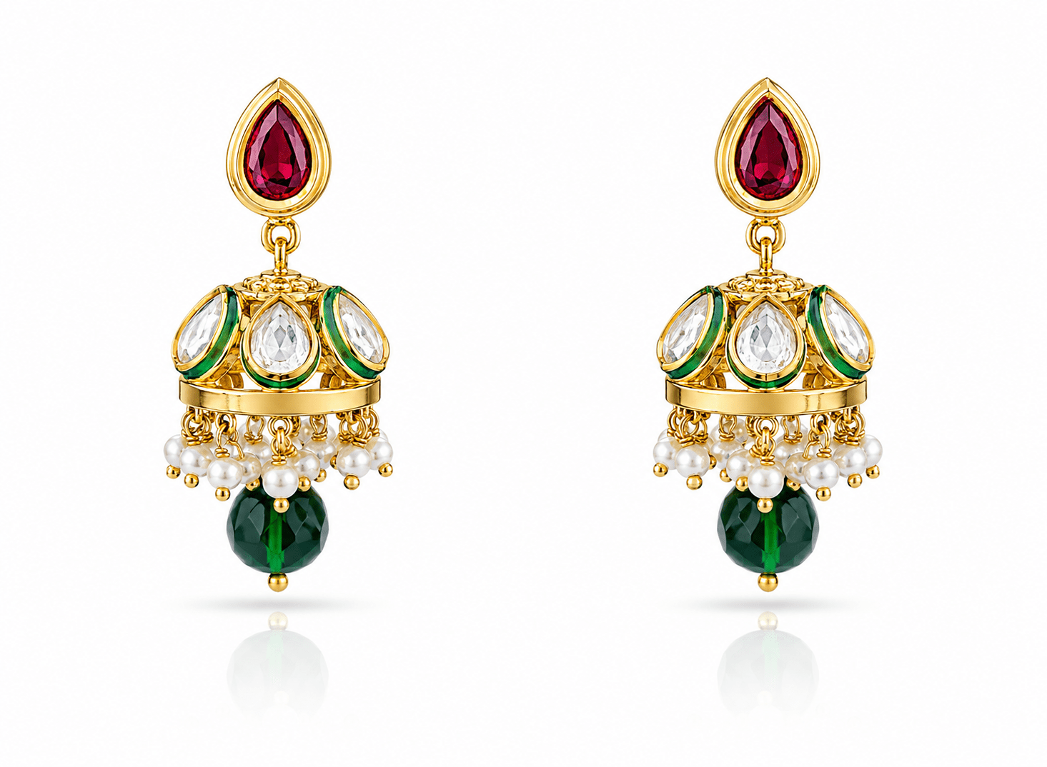Kundan Jhumka 00542 - KRISHNA'S SWETA JEWELLERY