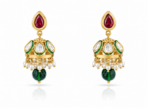 Kundan Jhumka 00542 - KRISHNA'S SWETA JEWELLERY