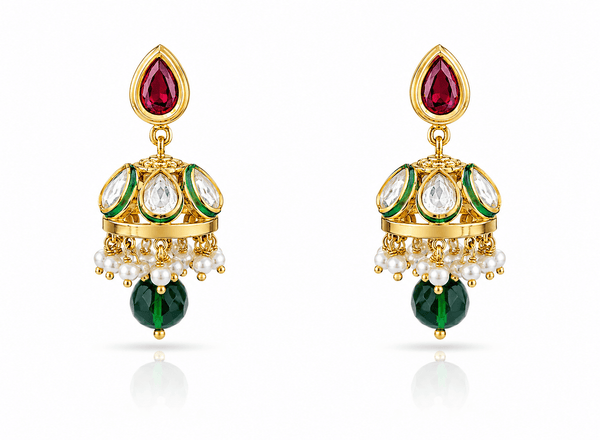 Kundan Jhumka 00542 - KRISHNA'S SWETA JEWELLERY
