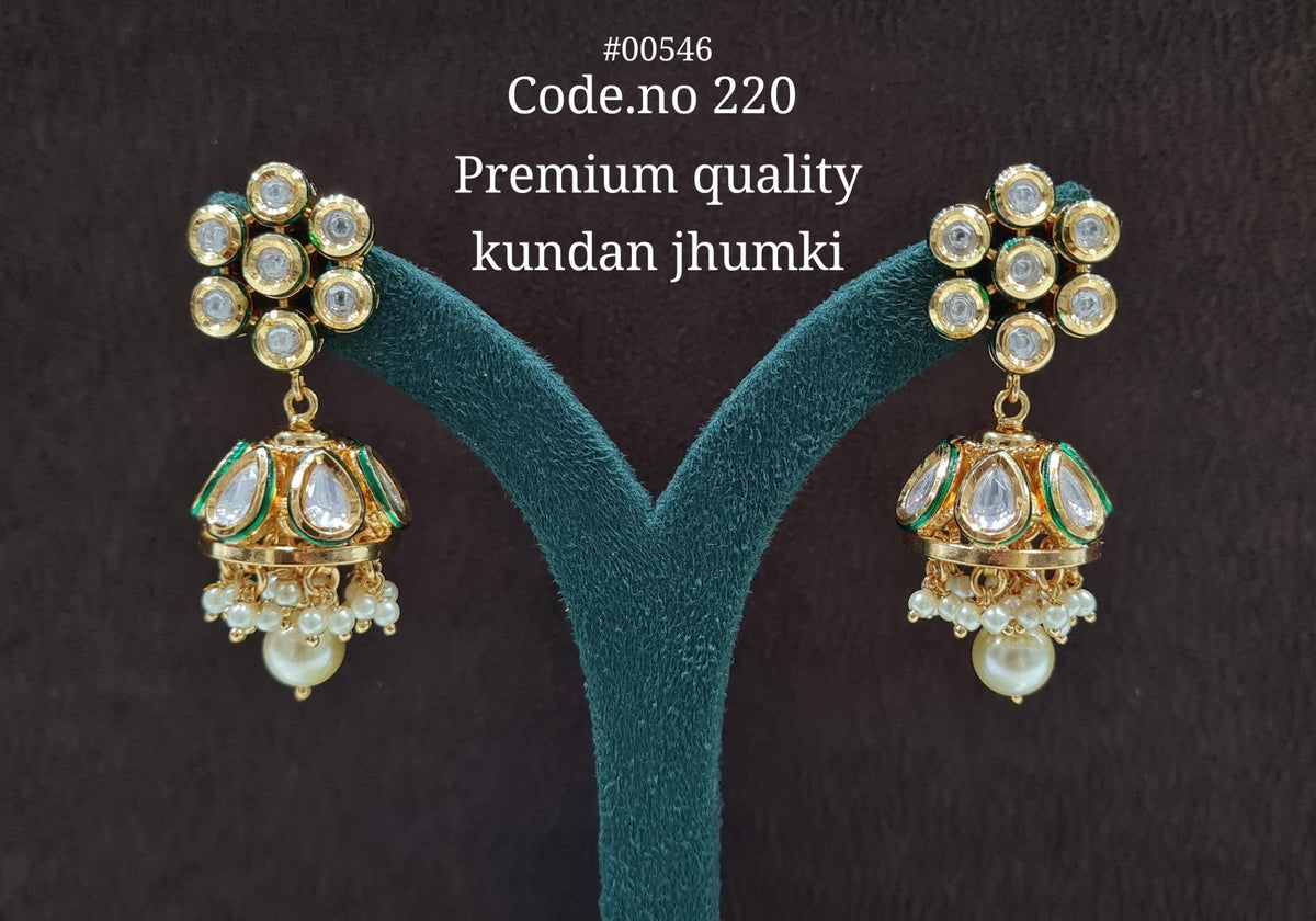 Kundan Jhumka 00546 - KRISHNA'S SWETA JEWELLERY