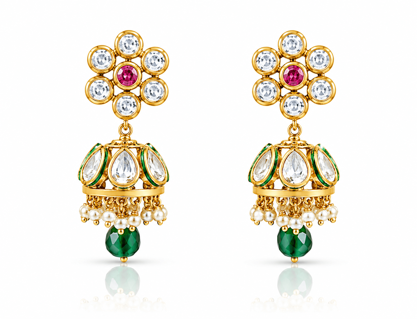 Kundan Jhumka 00546 - KRISHNA'S SWETA JEWELLERY