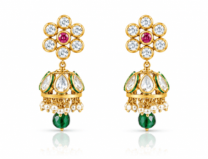 Kundan Jhumka 00546 - KRISHNA'S SWETA JEWELLERY