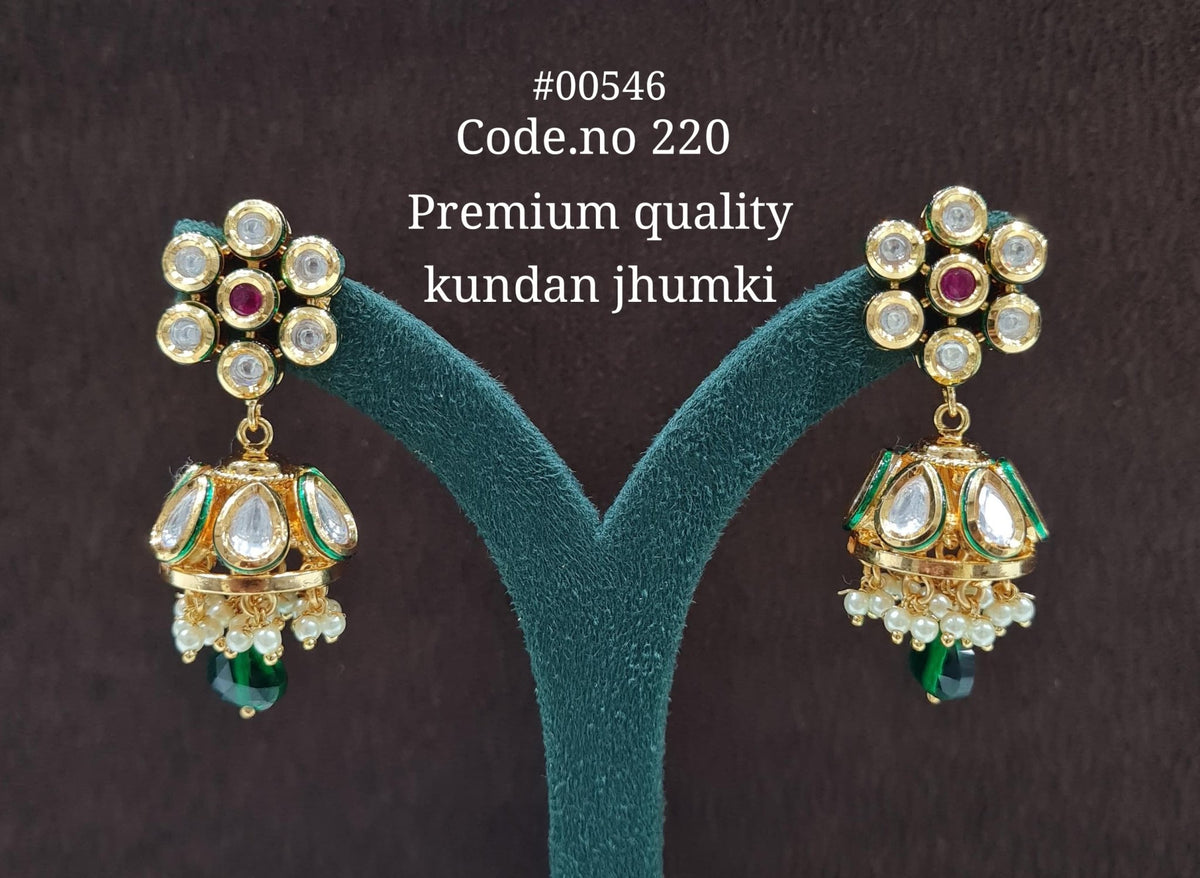Kundan Jhumka 00546 - KRISHNA'S SWETA JEWELLERY