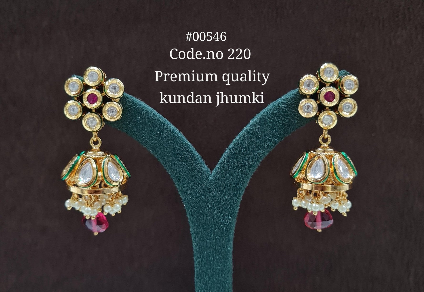 Kundan Jhumka 00546 - KRISHNA'S SWETA JEWELLERY