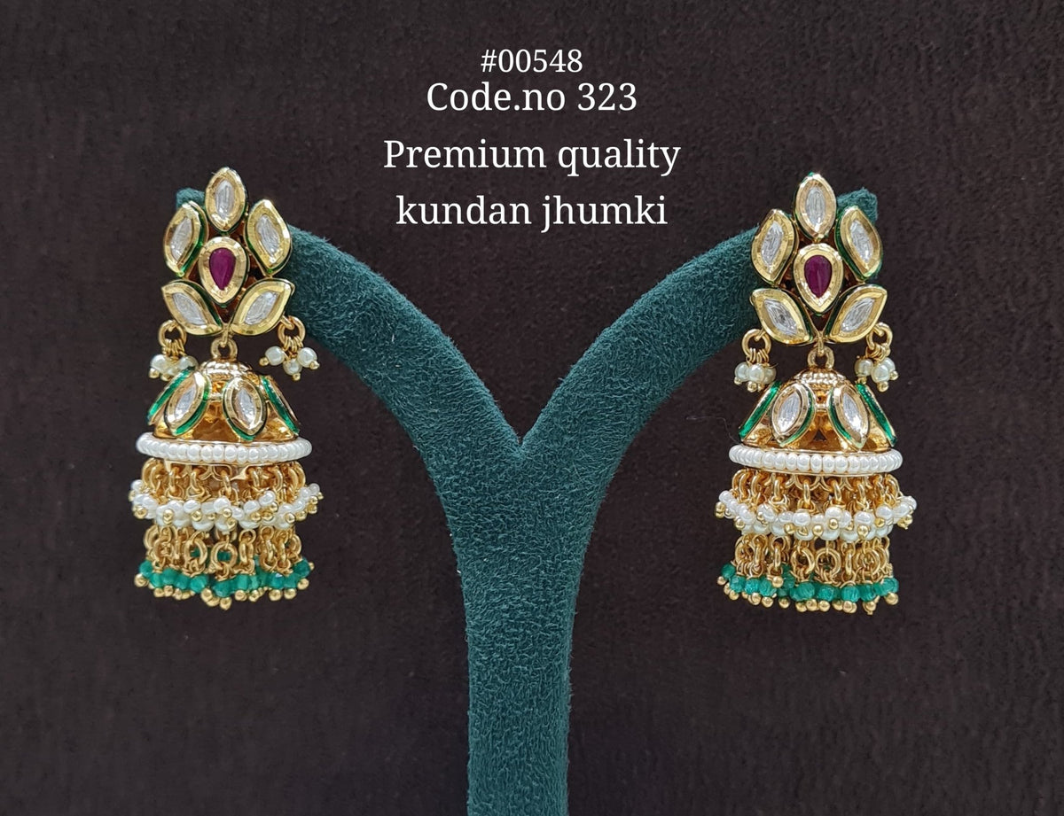 Kundan Jhumka 00548 - KRISHNA'S SWETA JEWELLERY