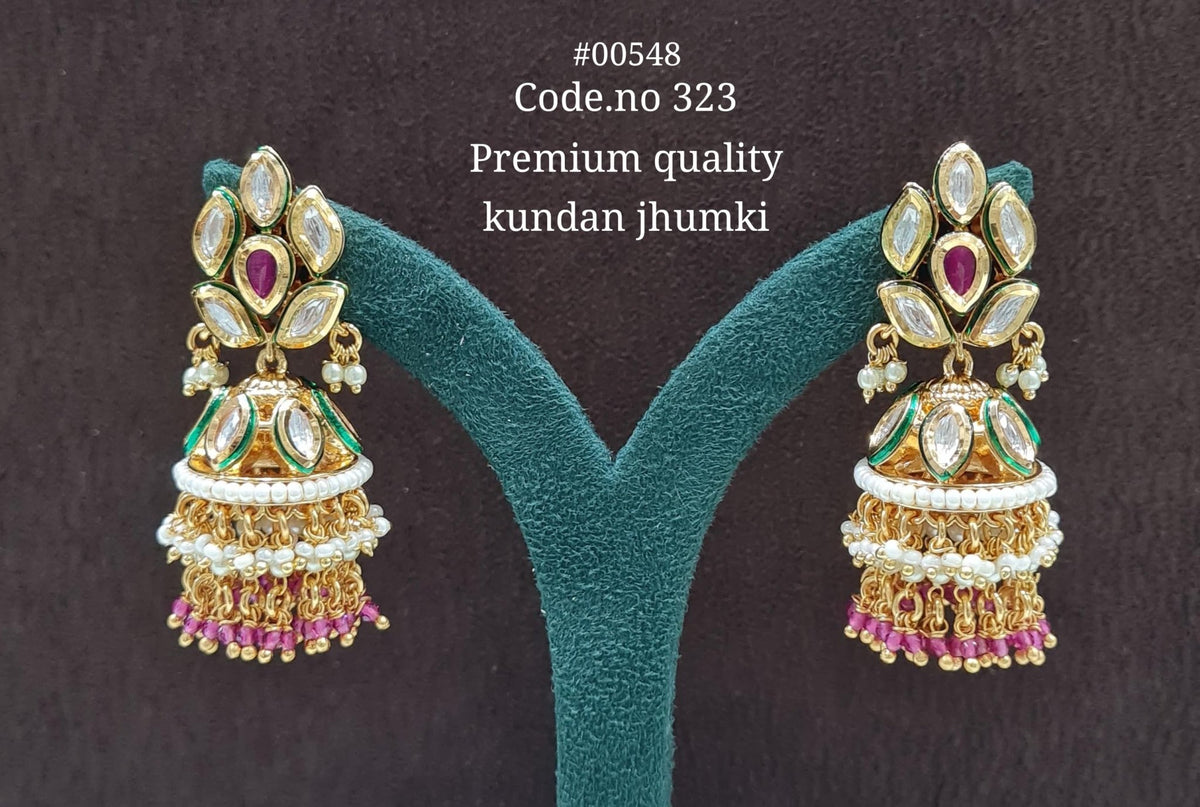 Kundan Jhumka 00548 - KRISHNA'S SWETA JEWELLERY