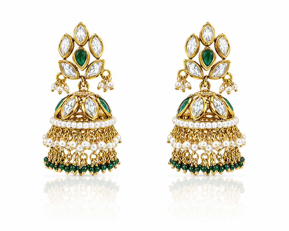 Kundan Jhumka 00548 - KRISHNA'S SWETA JEWELLERY