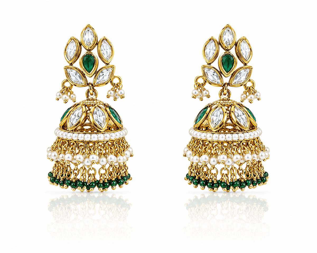 Kundan Jhumka 00548 - KRISHNA'S SWETA JEWELLERY