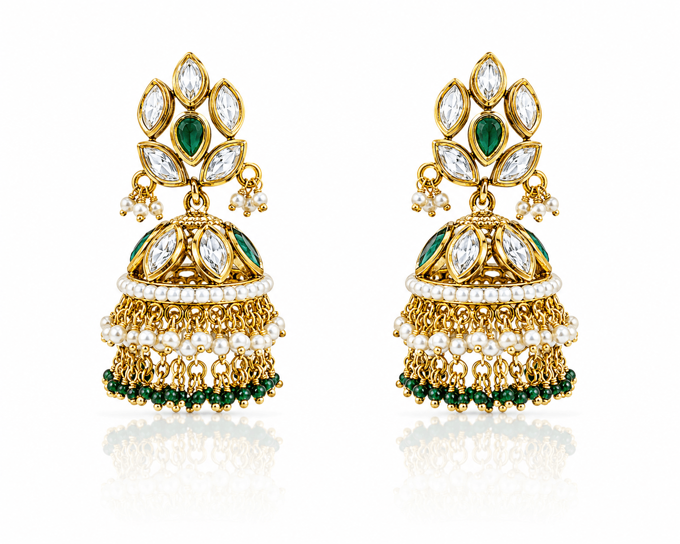 Kundan Jhumka 00548 - KRISHNA'S SWETA JEWELLERY