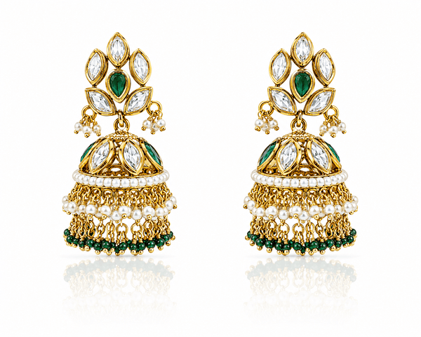 Kundan Jhumka 00548 - KRISHNA'S SWETA JEWELLERY