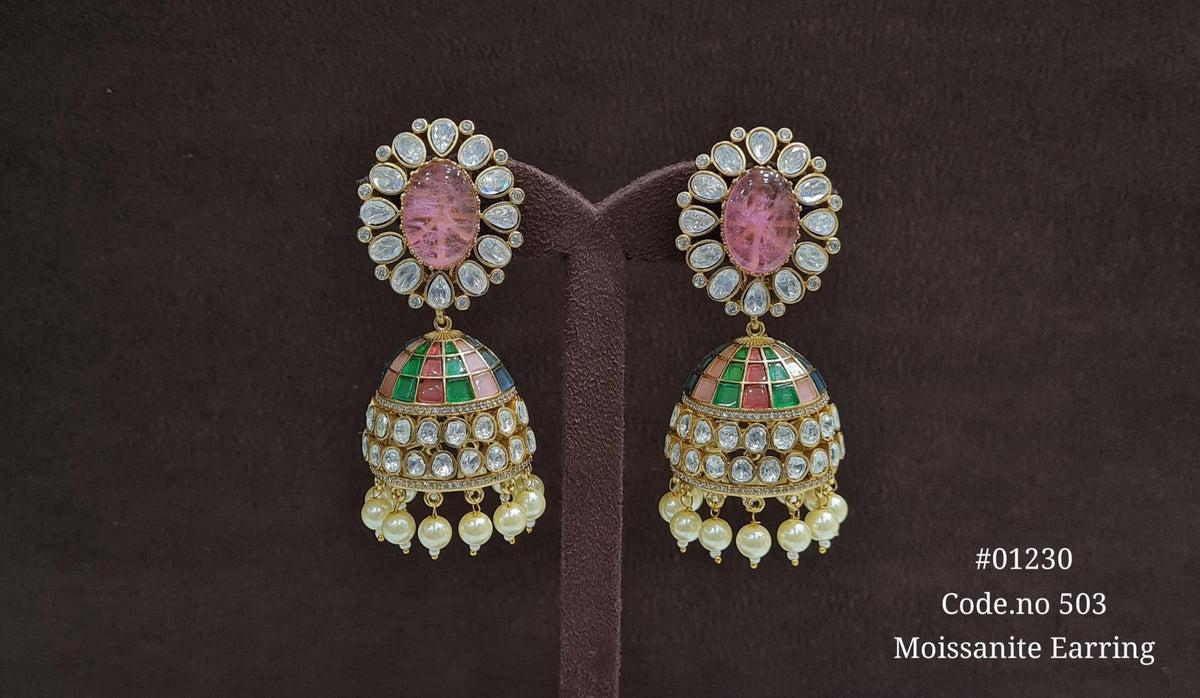 Kundan Jhumka 01230 - KRISHNA'S SWETA JEWELLERY