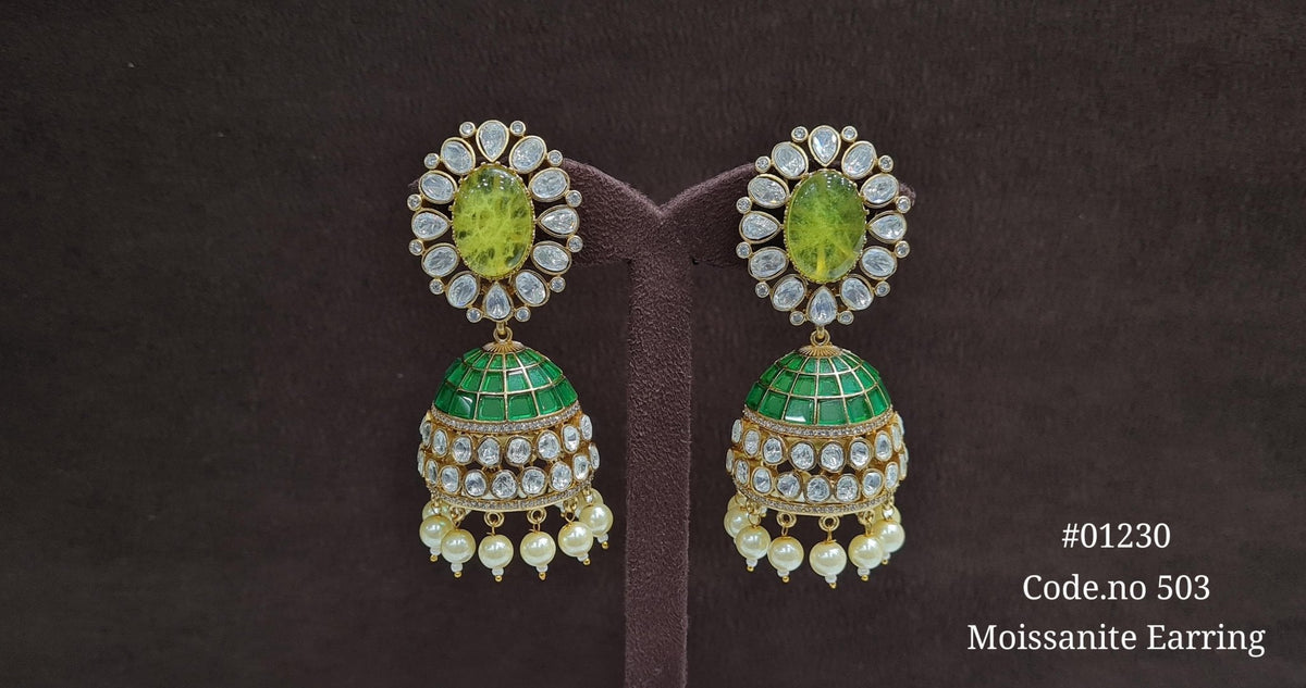 Kundan Jhumka 01230 - KRISHNA'S SWETA JEWELLERY