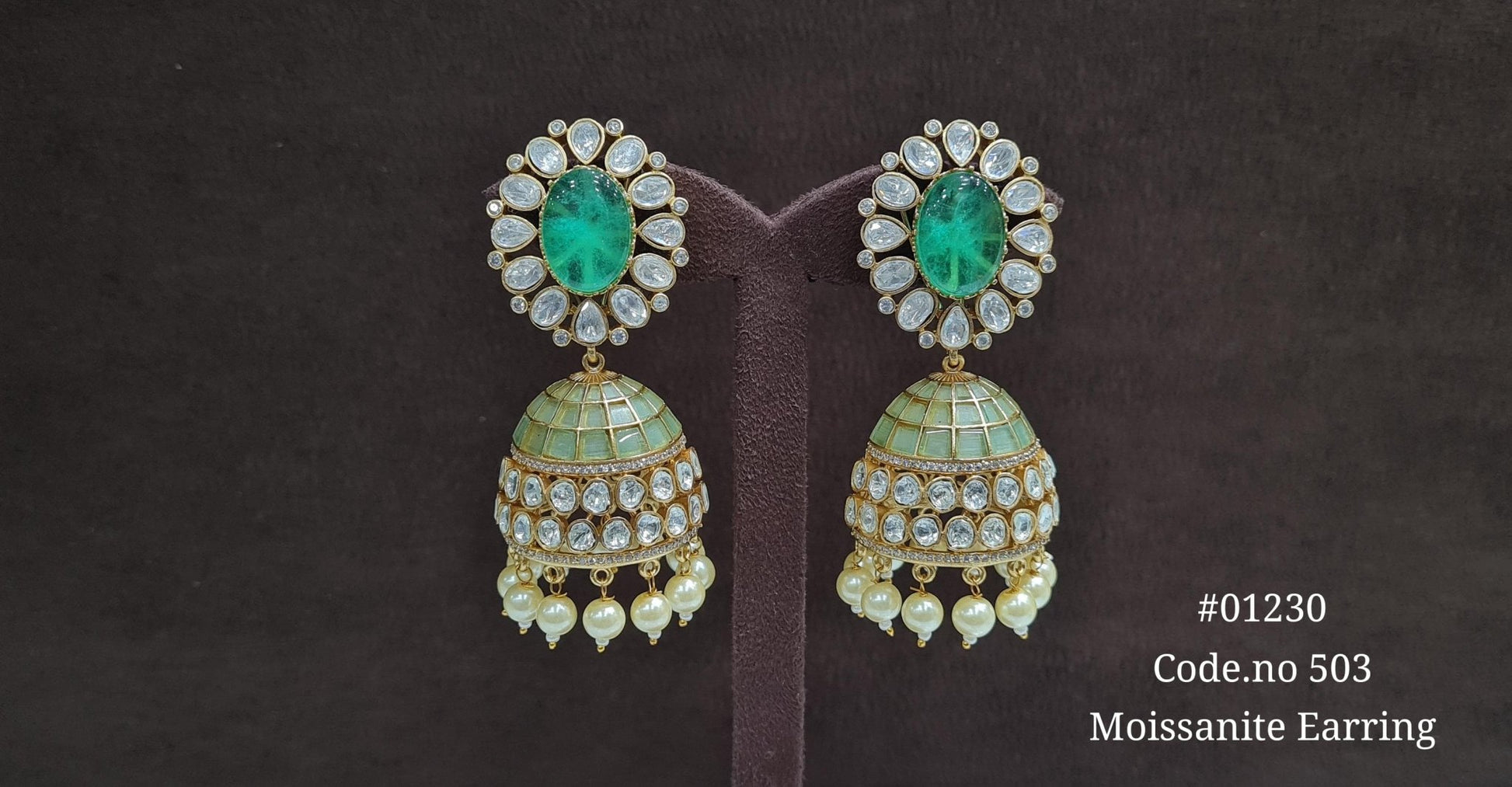 Kundan Jhumka 01230 - KRISHNA'S SWETA JEWELLERY