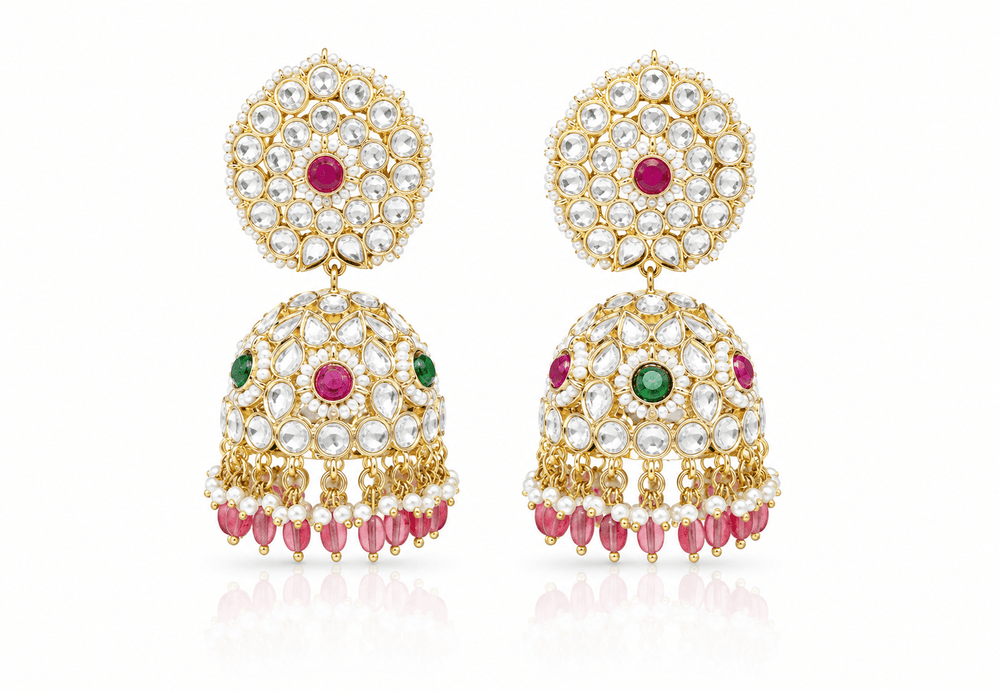 Kundan Jhumka 02447 - KRISHNA'S SWETA JEWELLERY