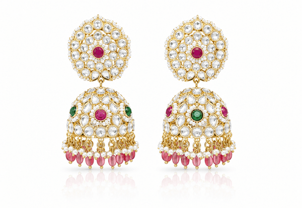 Kundan Jhumka 02447 - KRISHNA'S SWETA JEWELLERY
