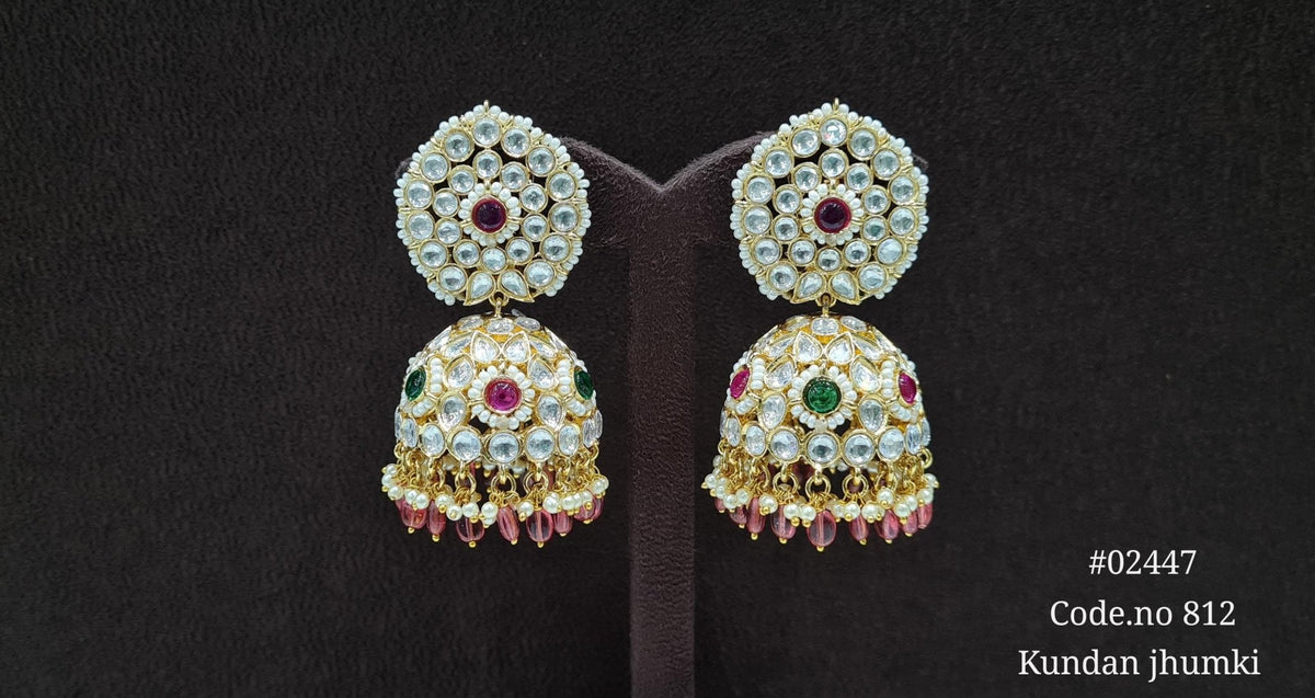 Kundan Jhumka 02447 - KRISHNA'S SWETA JEWELLERY