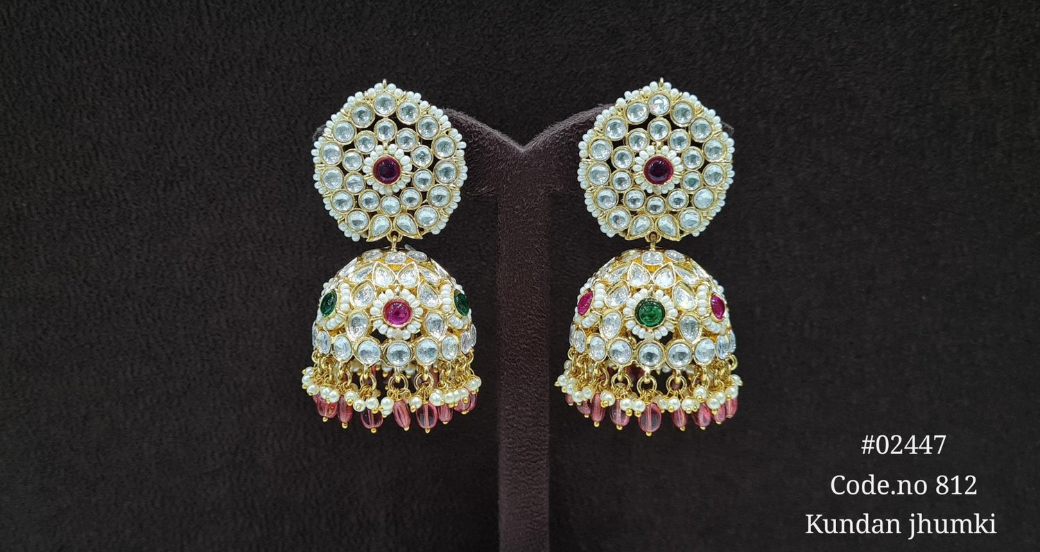 Kundan Jhumka 02447 - KRISHNA'S SWETA JEWELLERY