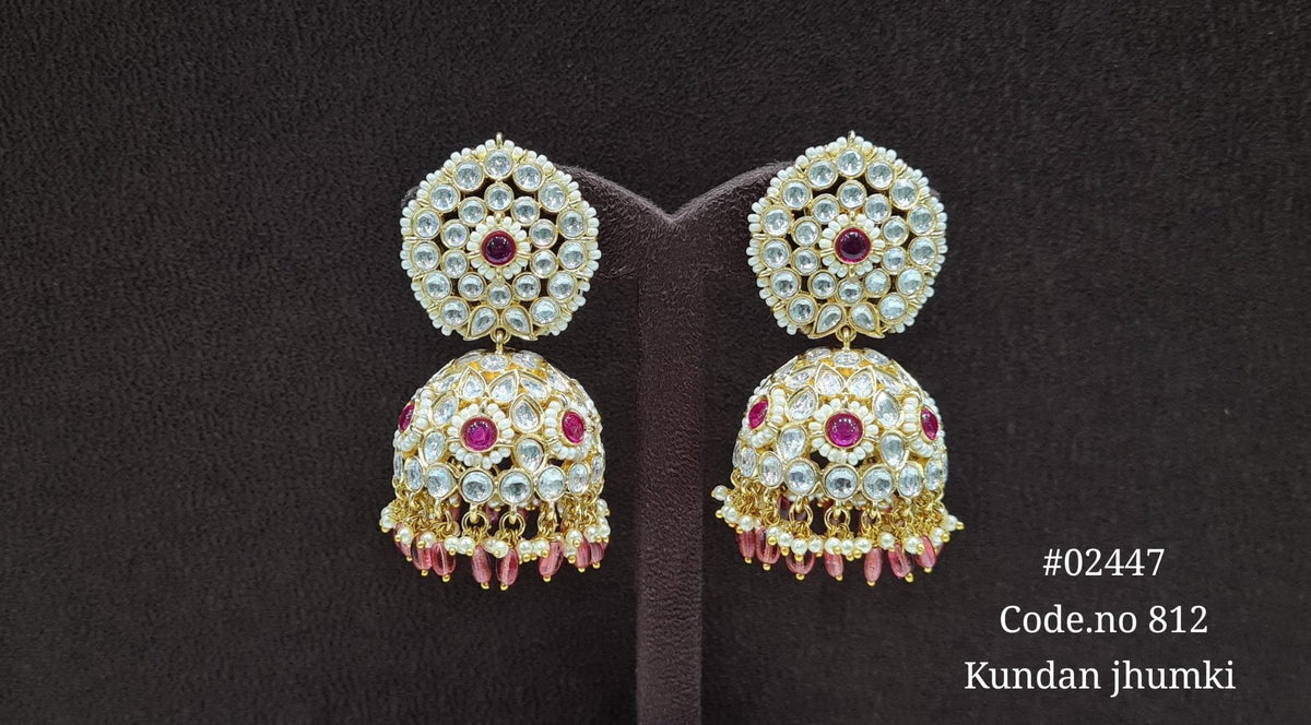 Kundan Jhumka 02447 - KRISHNA'S SWETA JEWELLERY