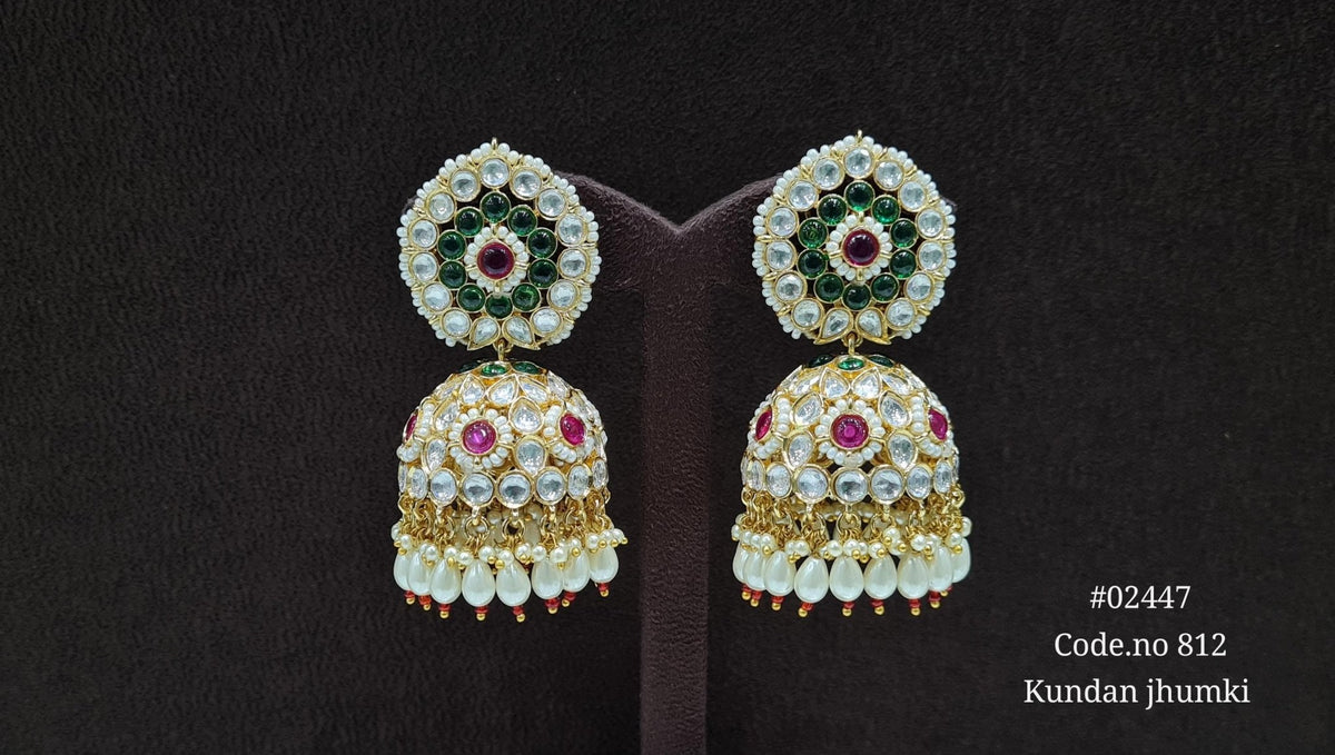 Kundan Jhumka 02447 - KRISHNA'S SWETA JEWELLERY