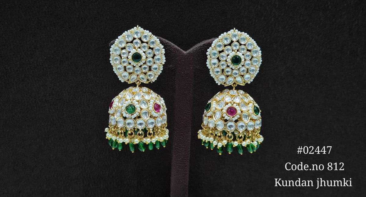 Kundan Jhumka 02447 - KRISHNA'S SWETA JEWELLERY