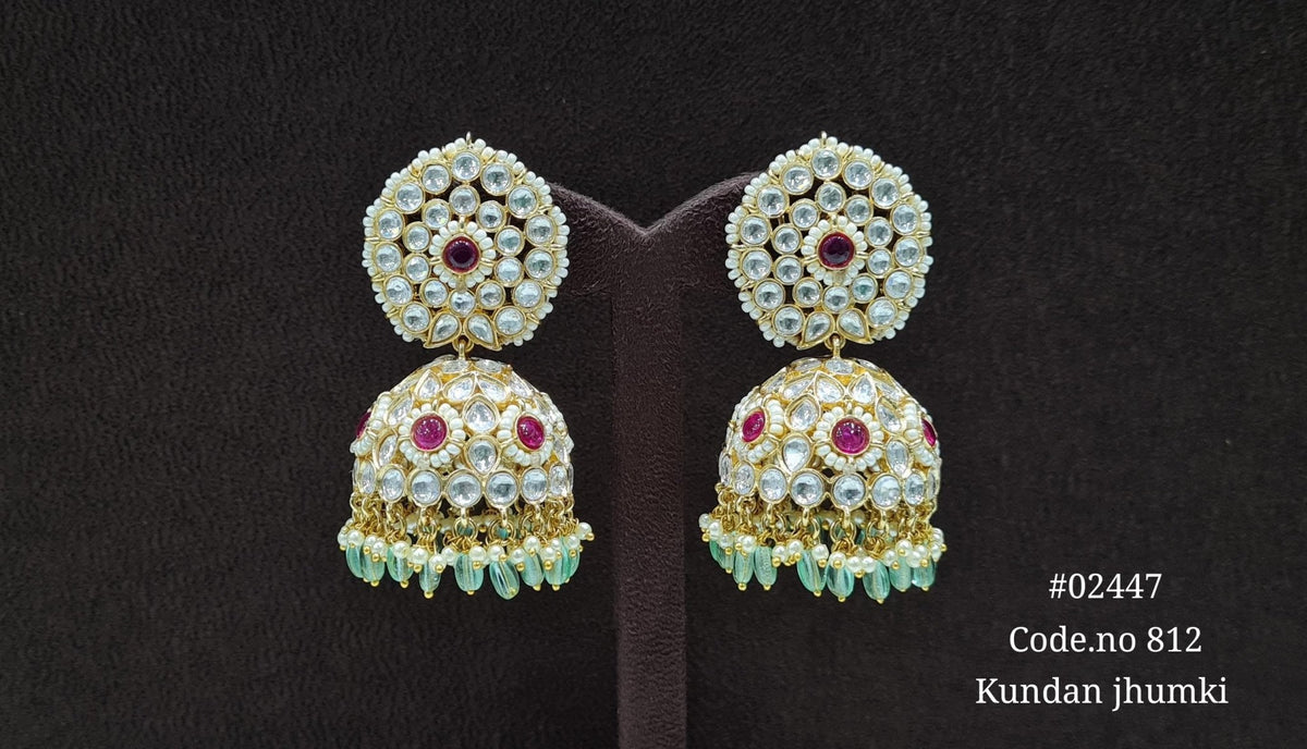 Kundan Jhumka 02447 - KRISHNA'S SWETA JEWELLERY