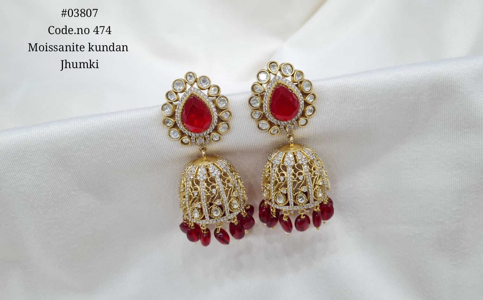 Kundan Jhumka 03807 - KRISHNA'S SWETA JEWELLERY