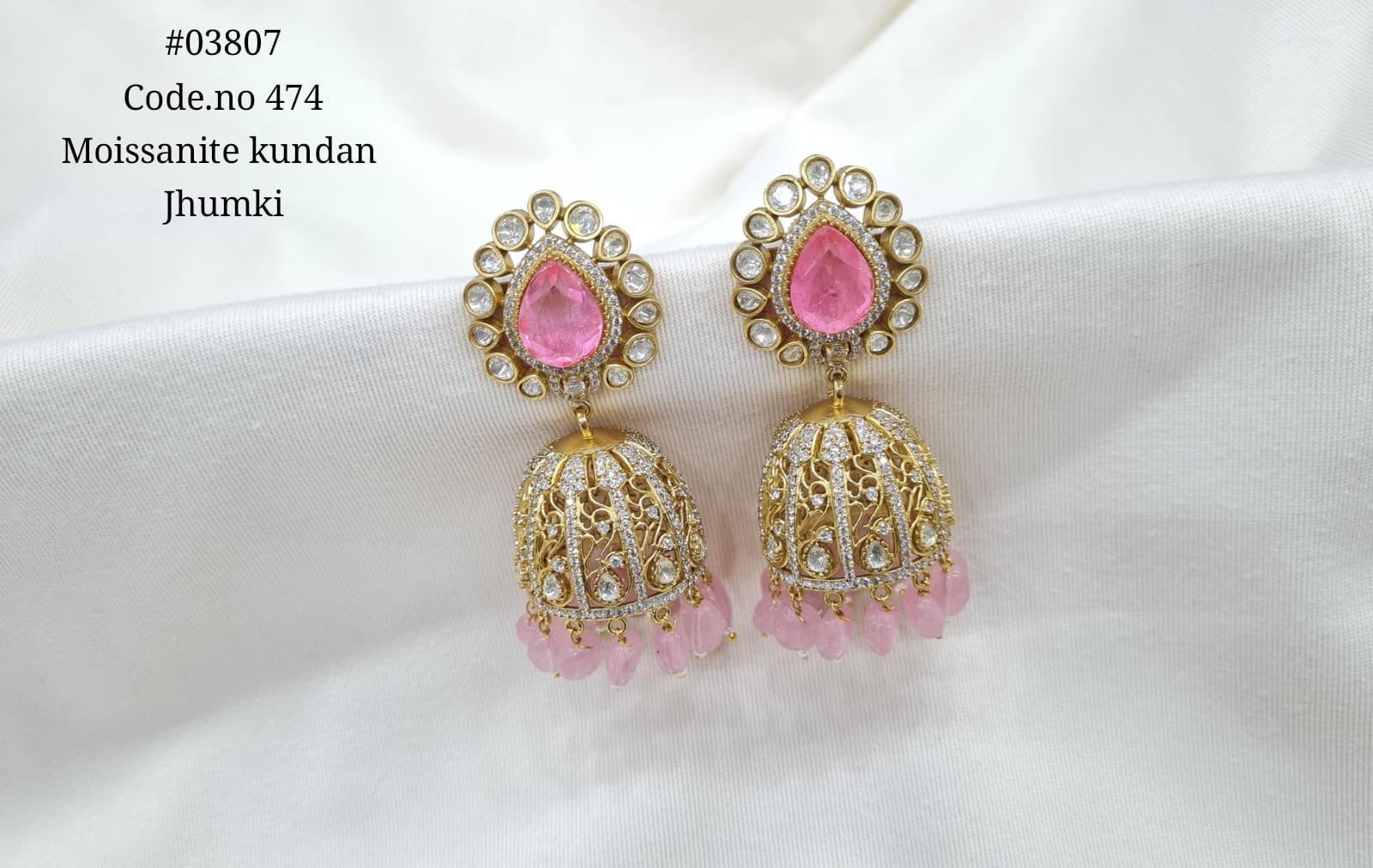 Kundan Jhumka 03807 - KRISHNA'S SWETA JEWELLERY