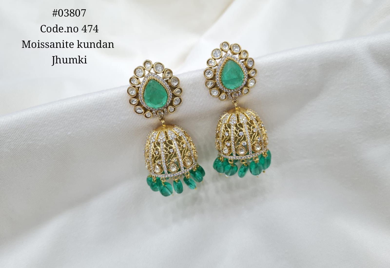 Kundan Jhumka 03807 - KRISHNA'S SWETA JEWELLERY