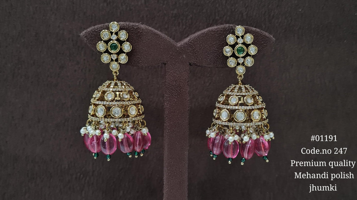 Kundan Jhumki 01191 - KRISHNA'S SWETA JEWELLERY