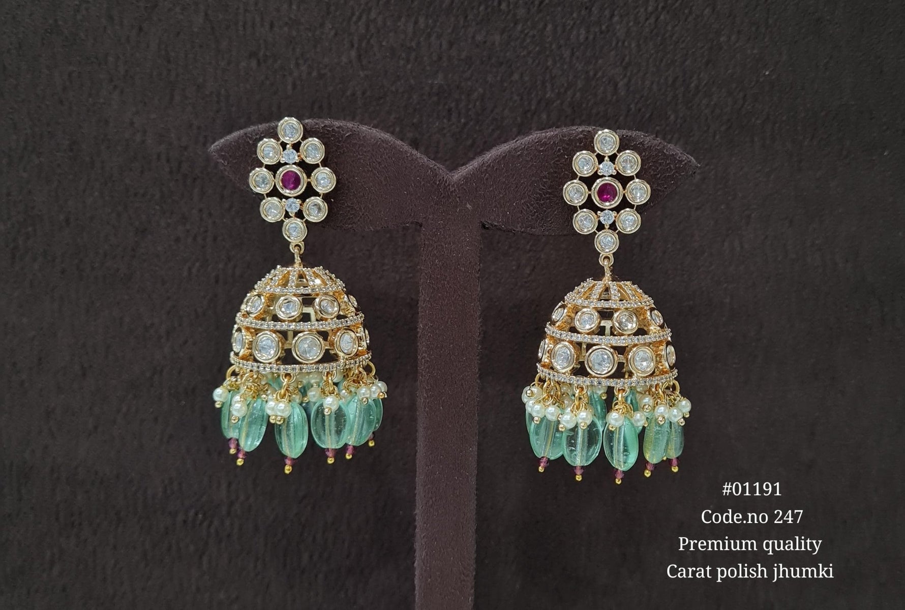 Kundan Jhumki 01191 - KRISHNA'S SWETA JEWELLERY