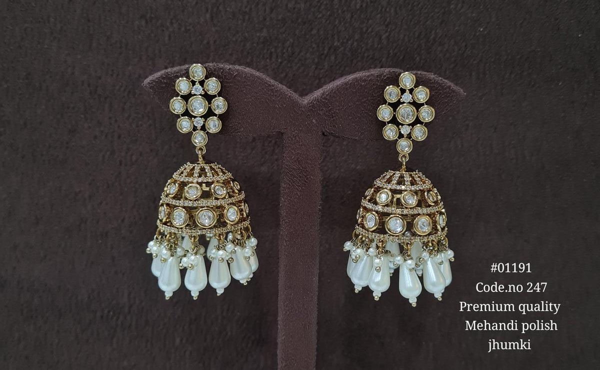 Kundan Jhumki 01191 - KRISHNA'S SWETA JEWELLERY