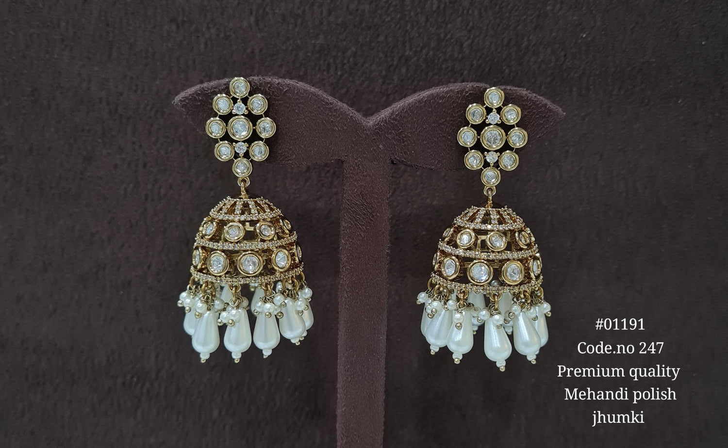 Kundan Jhumki 01191 - KRISHNA'S SWETA JEWELLERY