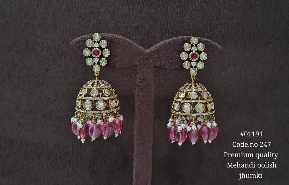 Kundan Jhumki 01191 - KRISHNA'S SWETA JEWELLERY