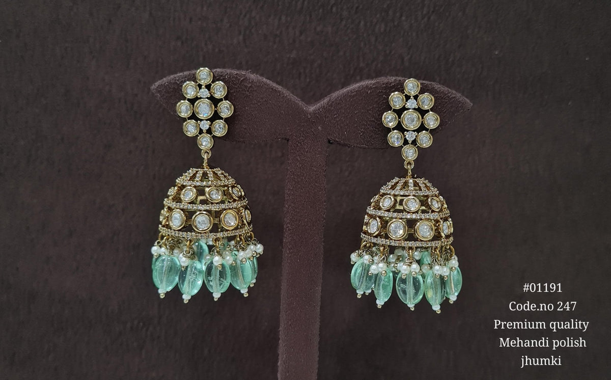 Kundan Jhumki 01191 - KRISHNA'S SWETA JEWELLERY
