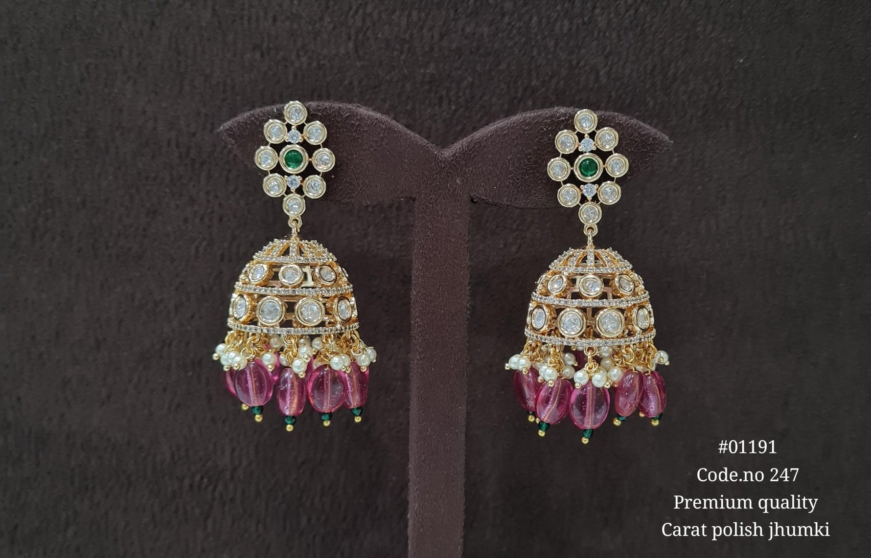 Kundan Jhumki 01191 - KRISHNA'S SWETA JEWELLERY