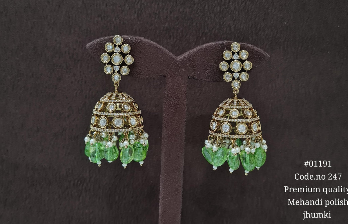 Kundan Jhumki 01191 - KRISHNA'S SWETA JEWELLERY