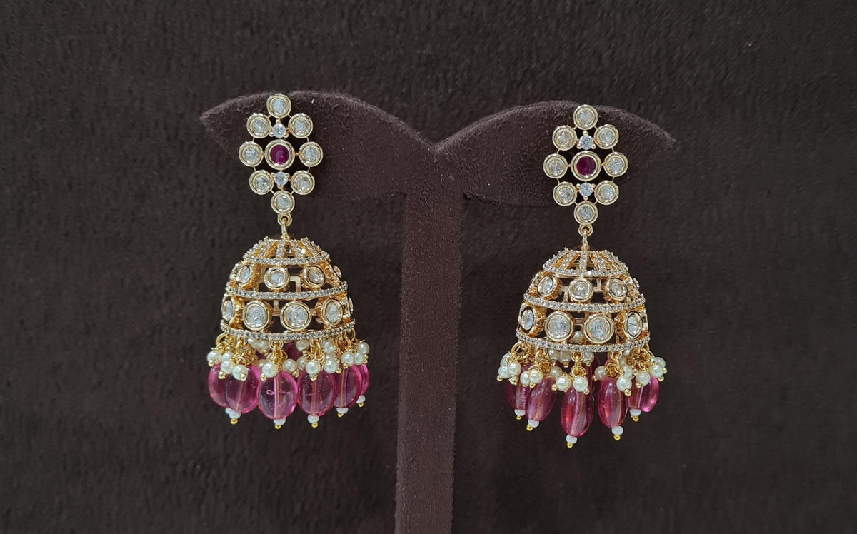 Kundan Jhumki 01191 - KRISHNA'S SWETA JEWELLERY