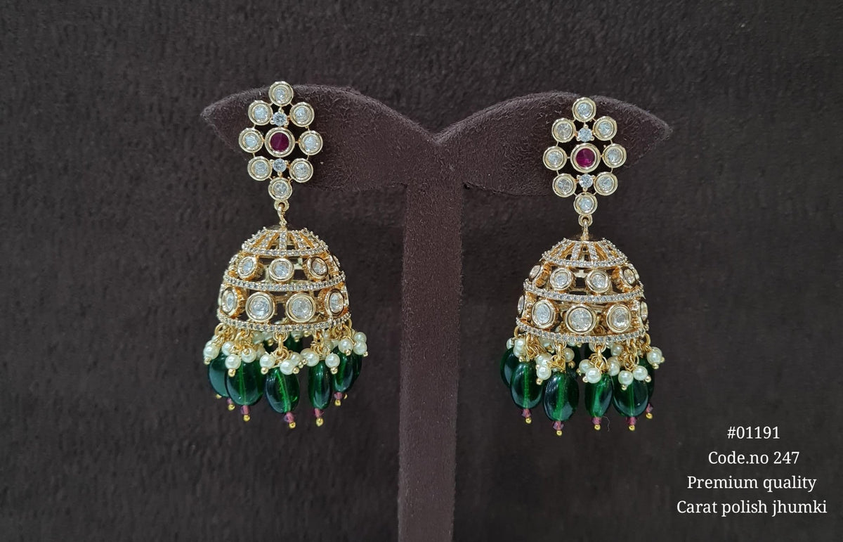 Kundan Jhumki 01191 - KRISHNA'S SWETA JEWELLERY