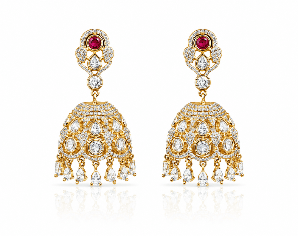 Kundan Jhumki 01273 - KRISHNA'S SWETA JEWELLERY