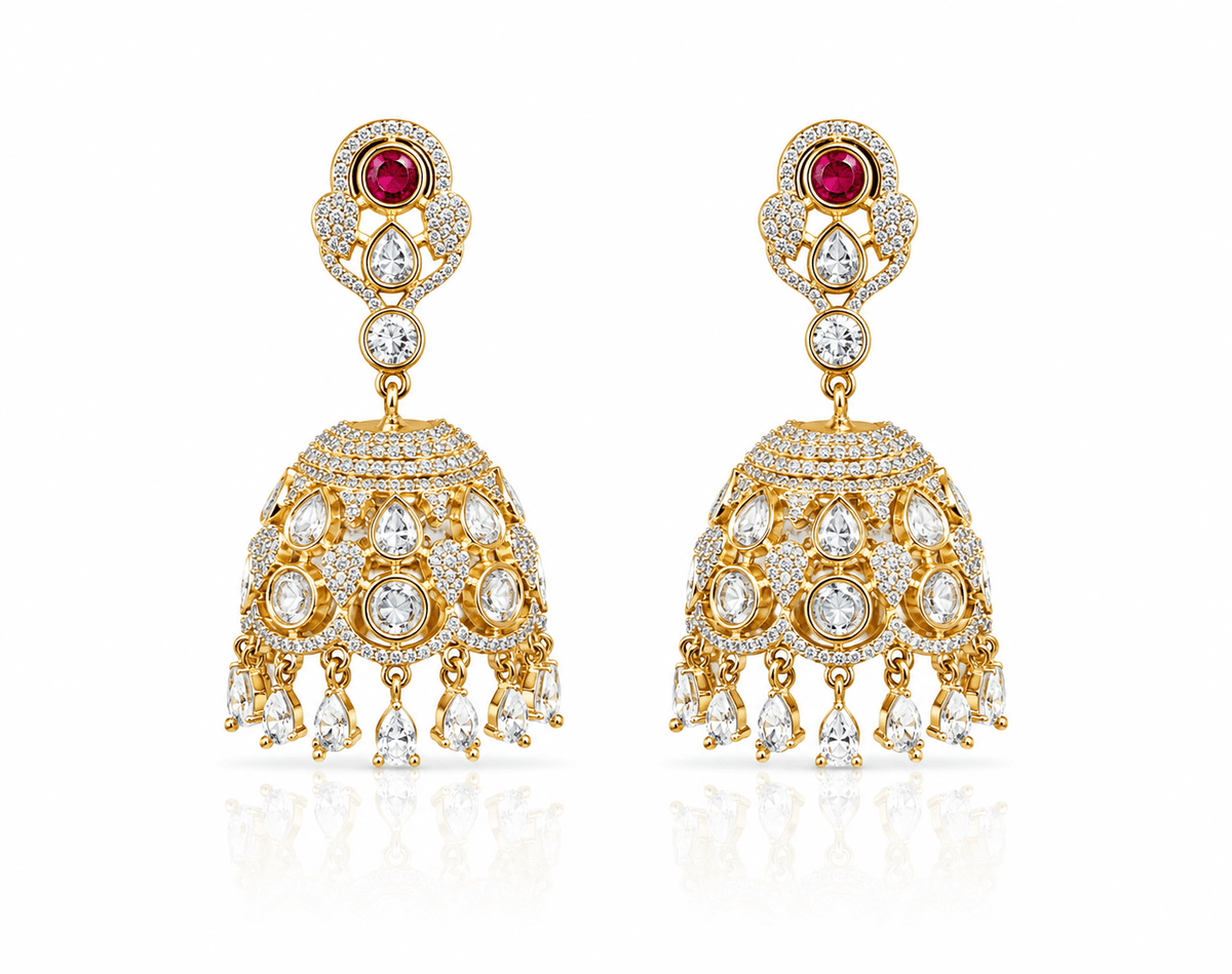 Kundan Jhumki 01273 - KRISHNA'S SWETA JEWELLERY