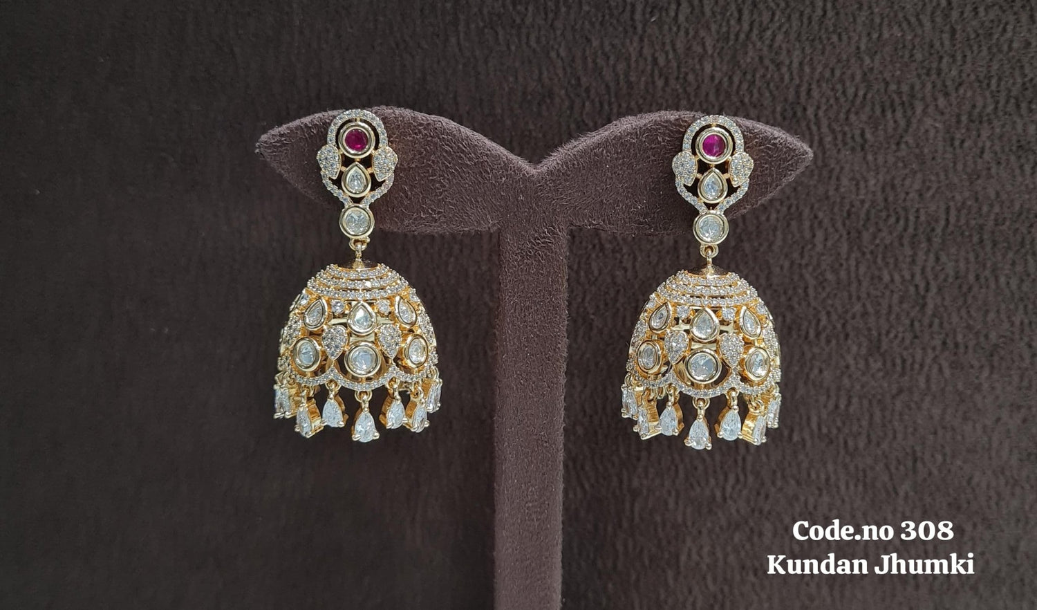 Kundan Jhumki 01273 - KRISHNA'S SWETA JEWELLERY