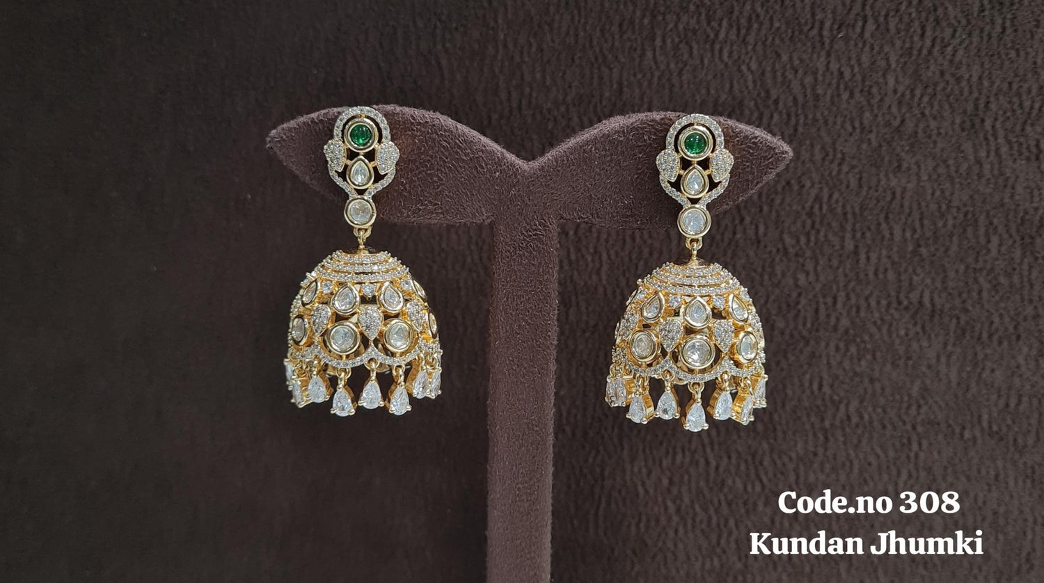 Kundan Jhumki 01273 - KRISHNA'S SWETA JEWELLERY
