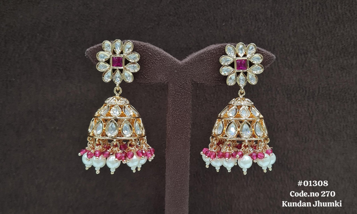 Kundan Jhumki 01308 - KRISHNA'S SWETA JEWELLERY