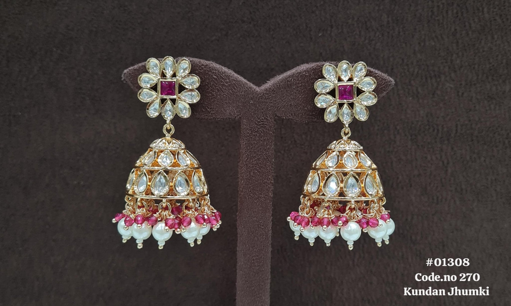 Kundan Jhumki 01308 - KRISHNA'S SWETA JEWELLERY