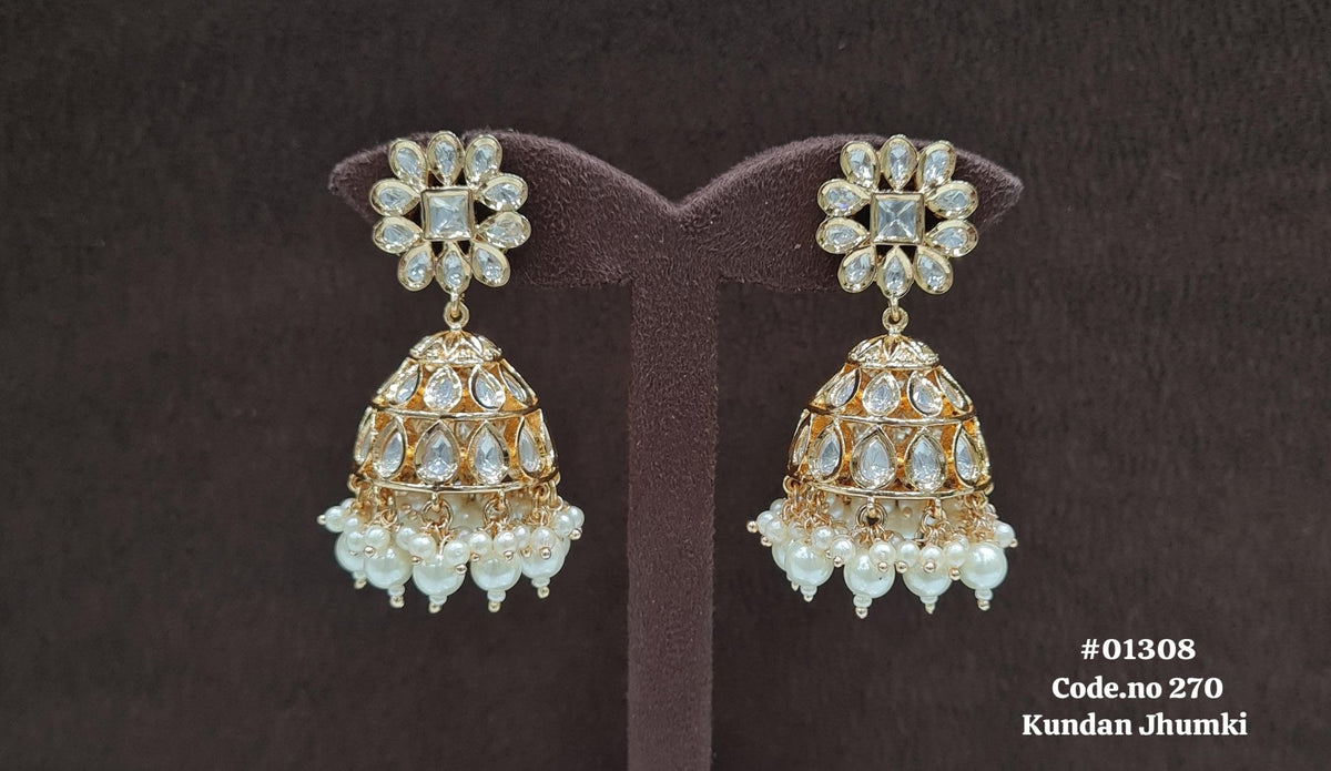 Kundan Jhumki 01308 - KRISHNA'S SWETA JEWELLERY