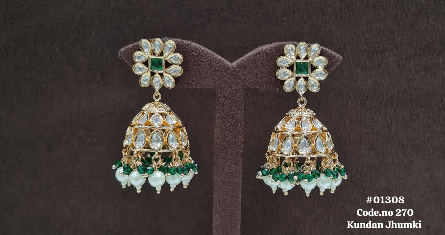Kundan Jhumki 01308 - KRISHNA'S SWETA JEWELLERY