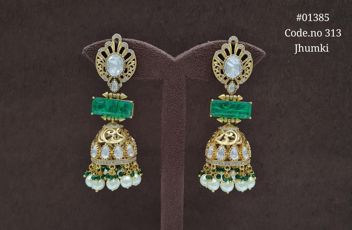 Kundan Jhumki 01385 - KRISHNA'S SWETA JEWELLERY