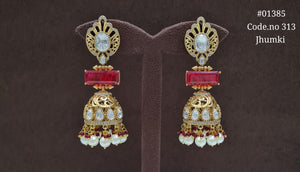 Kundan Jhumki 01385 - KRISHNA'S SWETA JEWELLERY