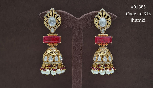 Kundan Jhumki 01385 - KRISHNA'S SWETA JEWELLERY