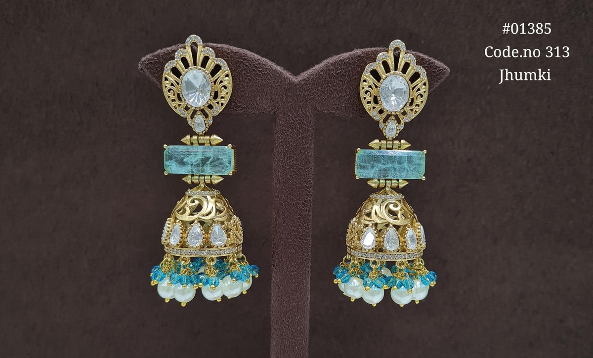 Kundan Jhumki 01385 - KRISHNA'S SWETA JEWELLERY